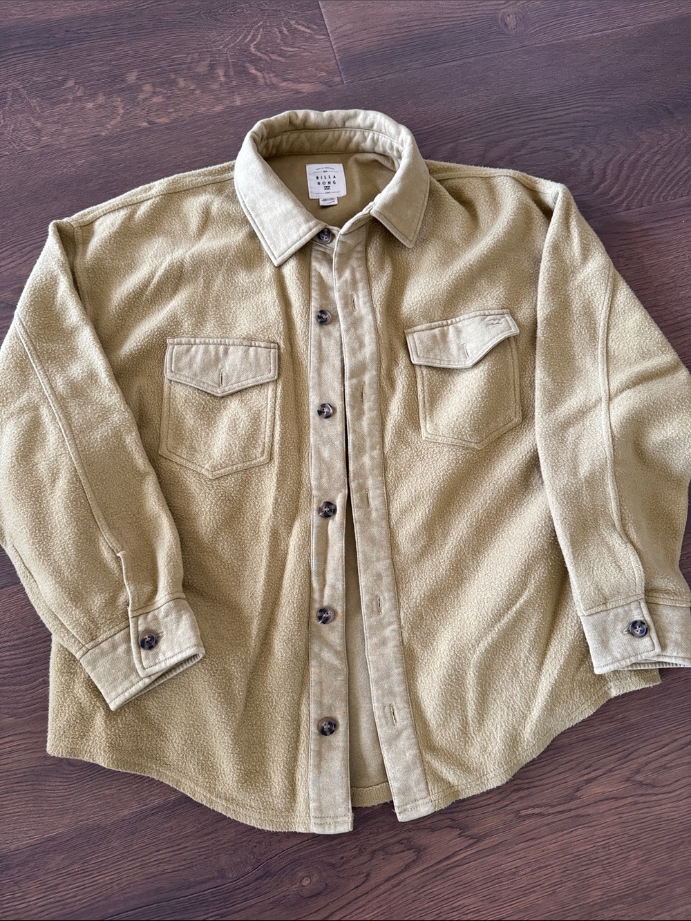 Billabong Tan Fleece Button-Front Shacket Jacket